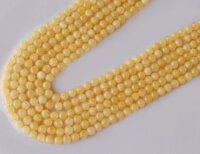 8mm Honey Calcite Beads, Gemstone Beads For Necklace, Crystal Beads Jewelry - 14.5 Inch Strand, Polished Round Yellow Stone Beads, Unique Texture