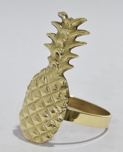 Metal Pineapple Napkin Ring Gold Plated