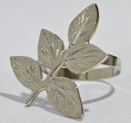 Metal Leaves Napkin Ring Silver Plated Black Antique Finish