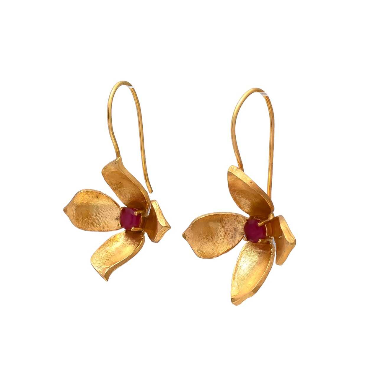 Big flower golden hook earring