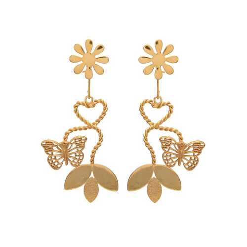 Butterfly and leaf woman earring set