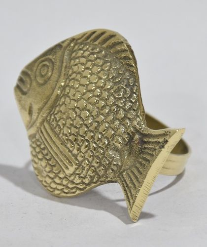 Metal Fish Design Napkin Ring Gold Finish