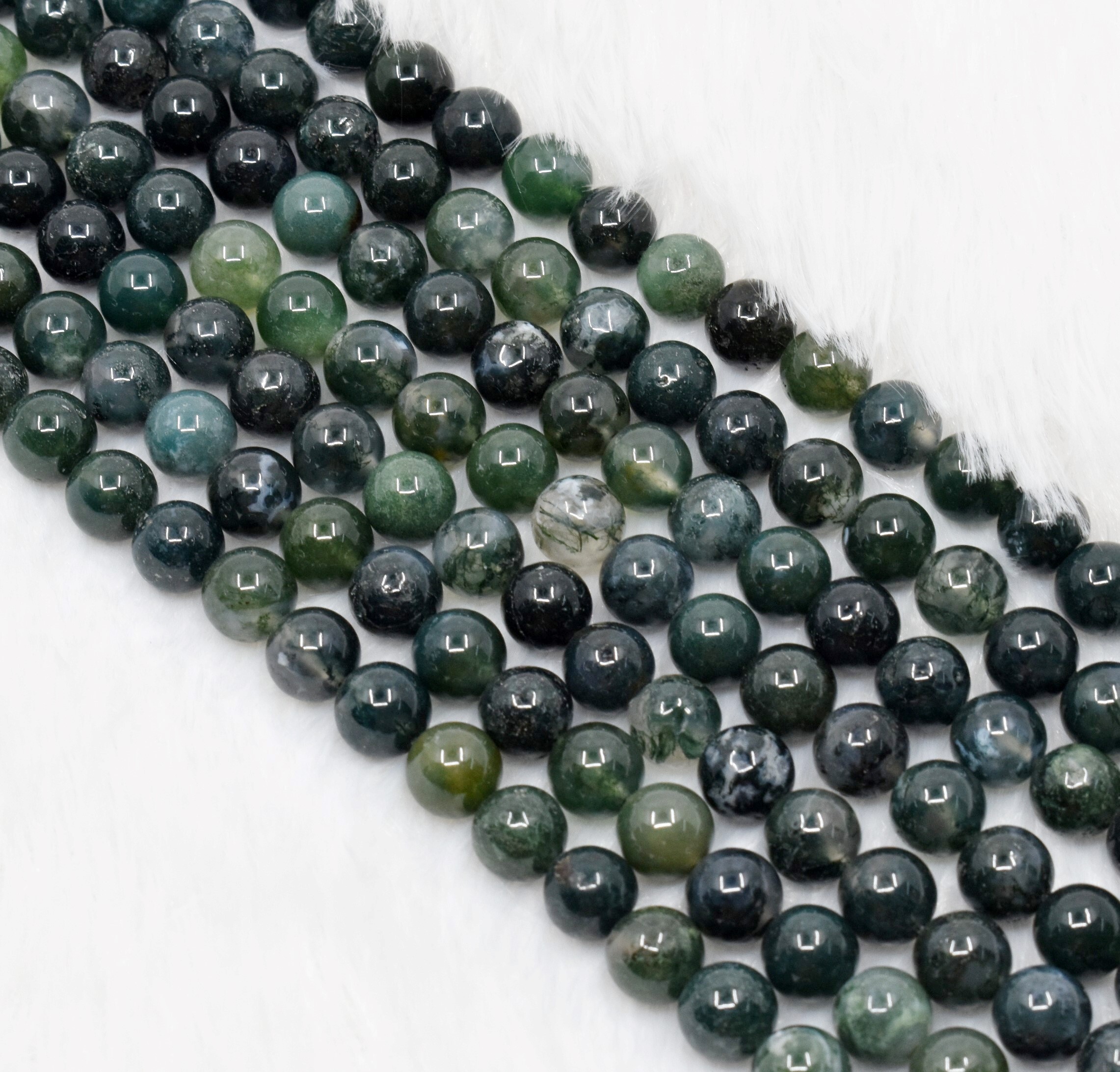 8mm Moss Agate Beads, Gemstone Beads for Necklace ,Crystal Beads Jewelry