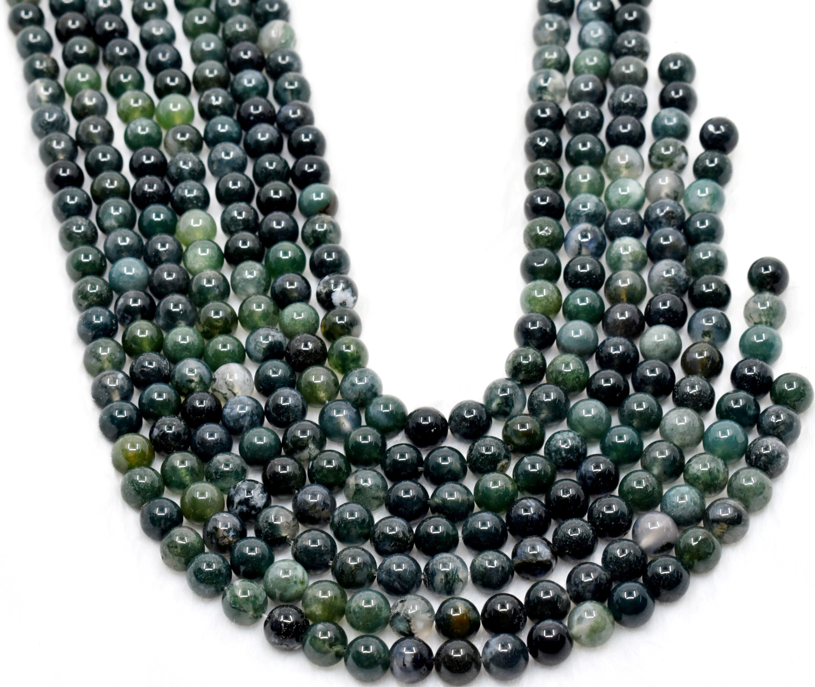 8mm Moss Agate Beads, Gemstone Beads for Necklace ,Crystal Beads Jewelry