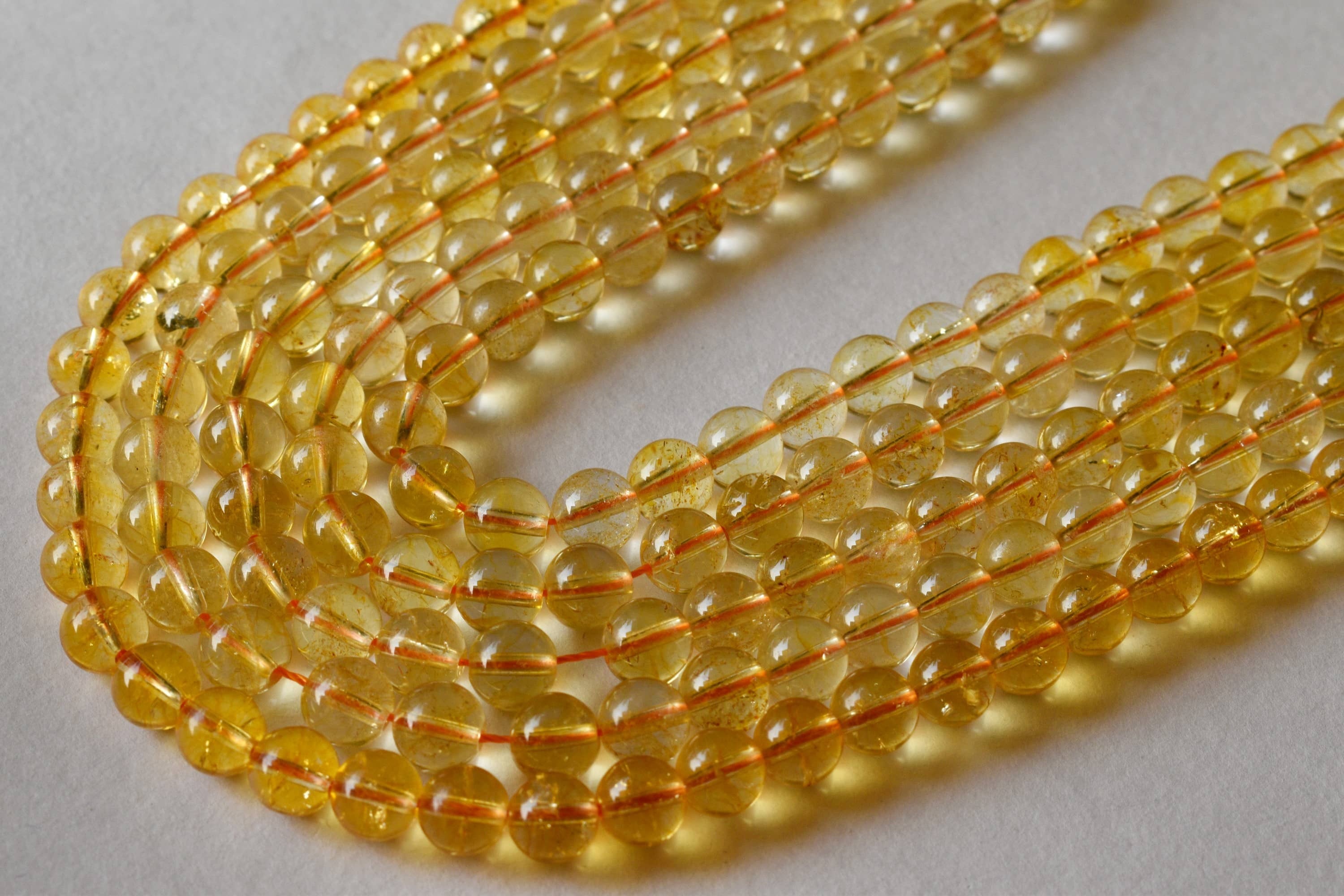 8mm Citrine Heated Beads ,Gemstone Beads for Necklace ,Crystal Beads Jewelry