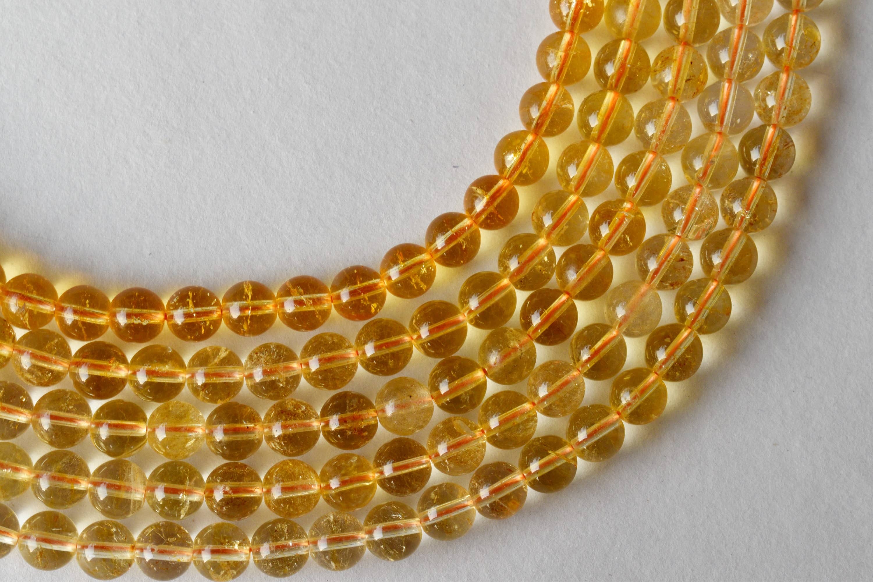 8mm Citrine Heated Beads ,Gemstone Beads for Necklace ,Crystal Beads Jewelry