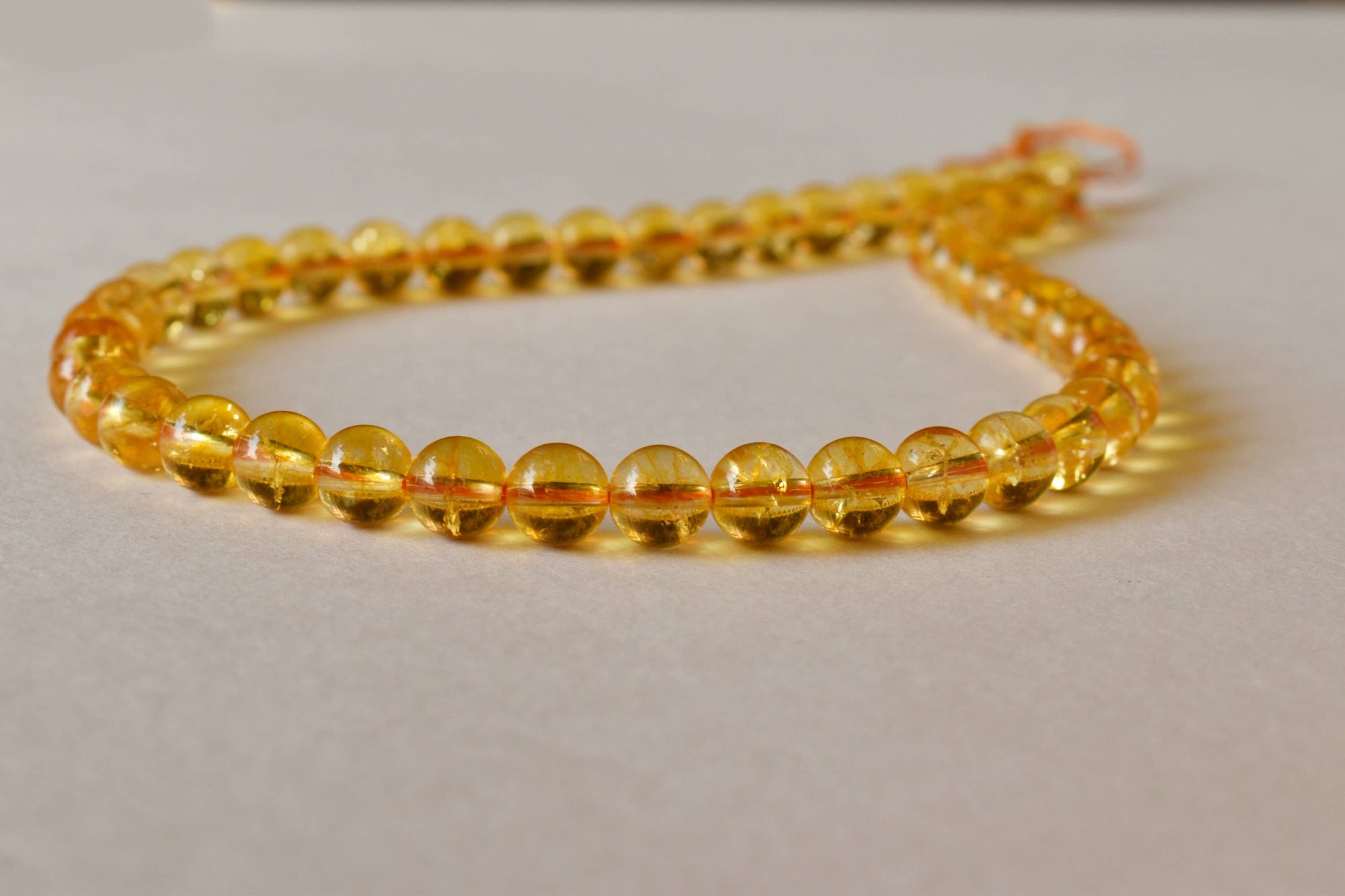 8mm Citrine Heated Beads ,Gemstone Beads for Necklace ,Crystal Beads Jewelry