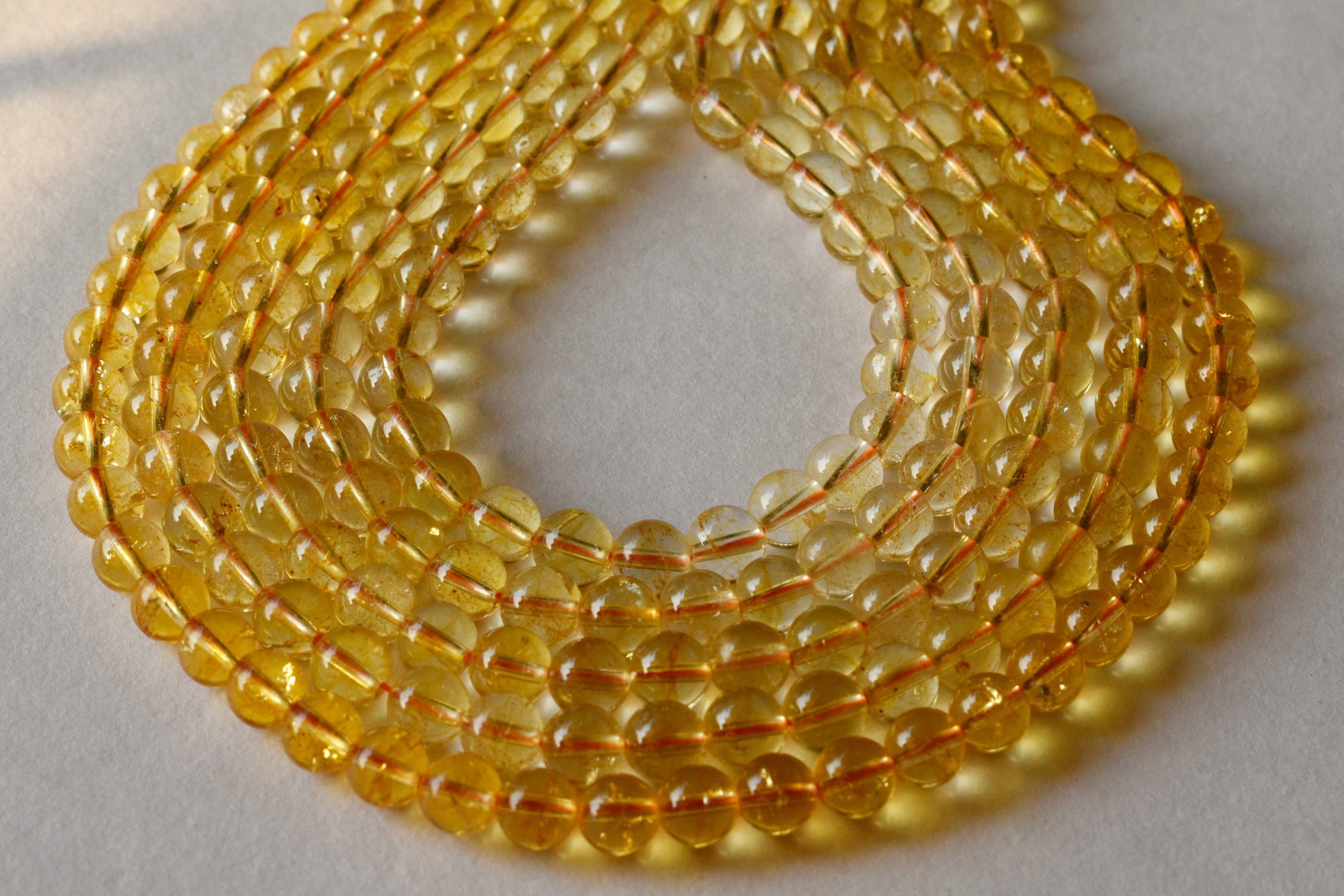 8mm Citrine Heated Beads ,Gemstone Beads for Necklace ,Crystal Beads Jewelry