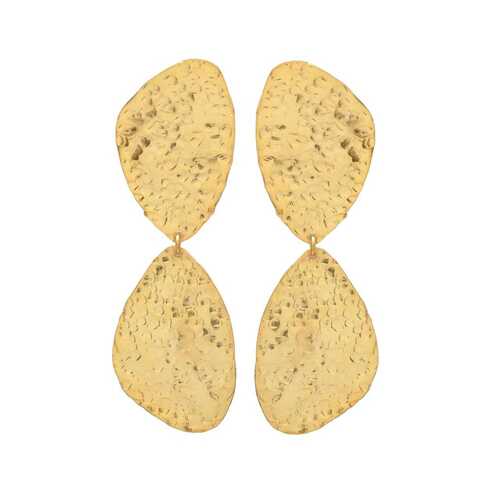 Woman golden disc drop earring set