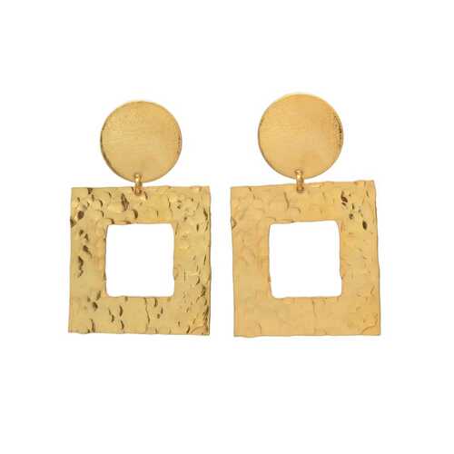 Gold plated square earring