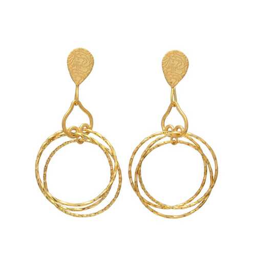 Gold plated drop rope earring