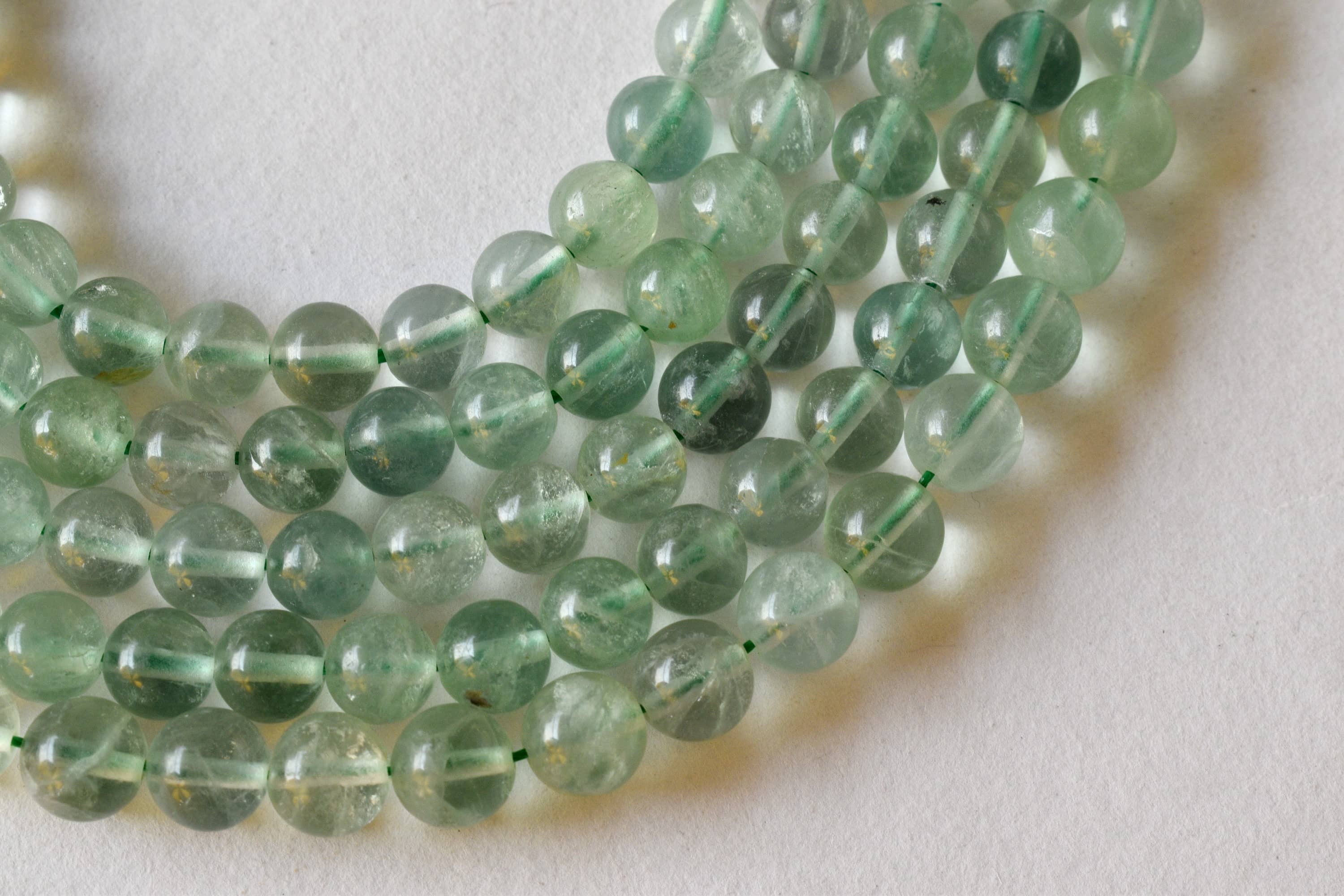 8mm Green Fluorite Beads, Gemstone Beads for Necklace, Crystal Beads Jewelry