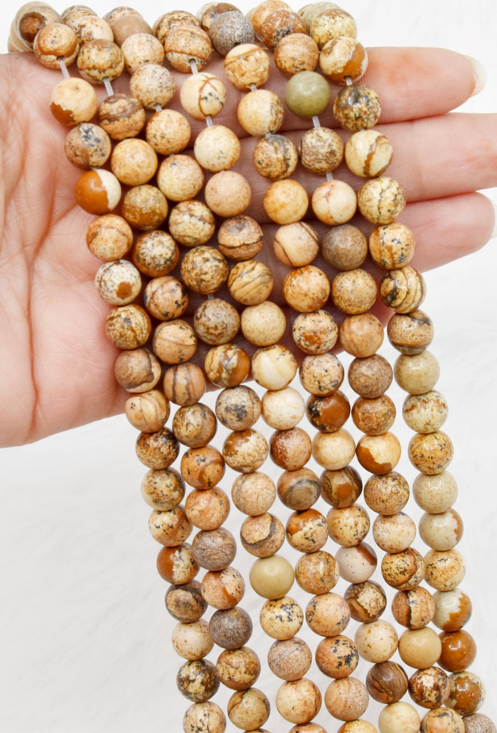 8mm Picture Jasper  Beads, Gemstone Beads for Necklace, Crystal Beads Jewelry