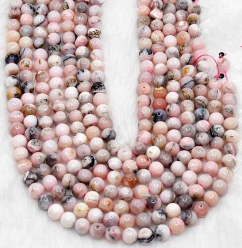 8mm Pink Opal Beads, Gemstone Beads for Necklace, Crystal Beads Jewelry