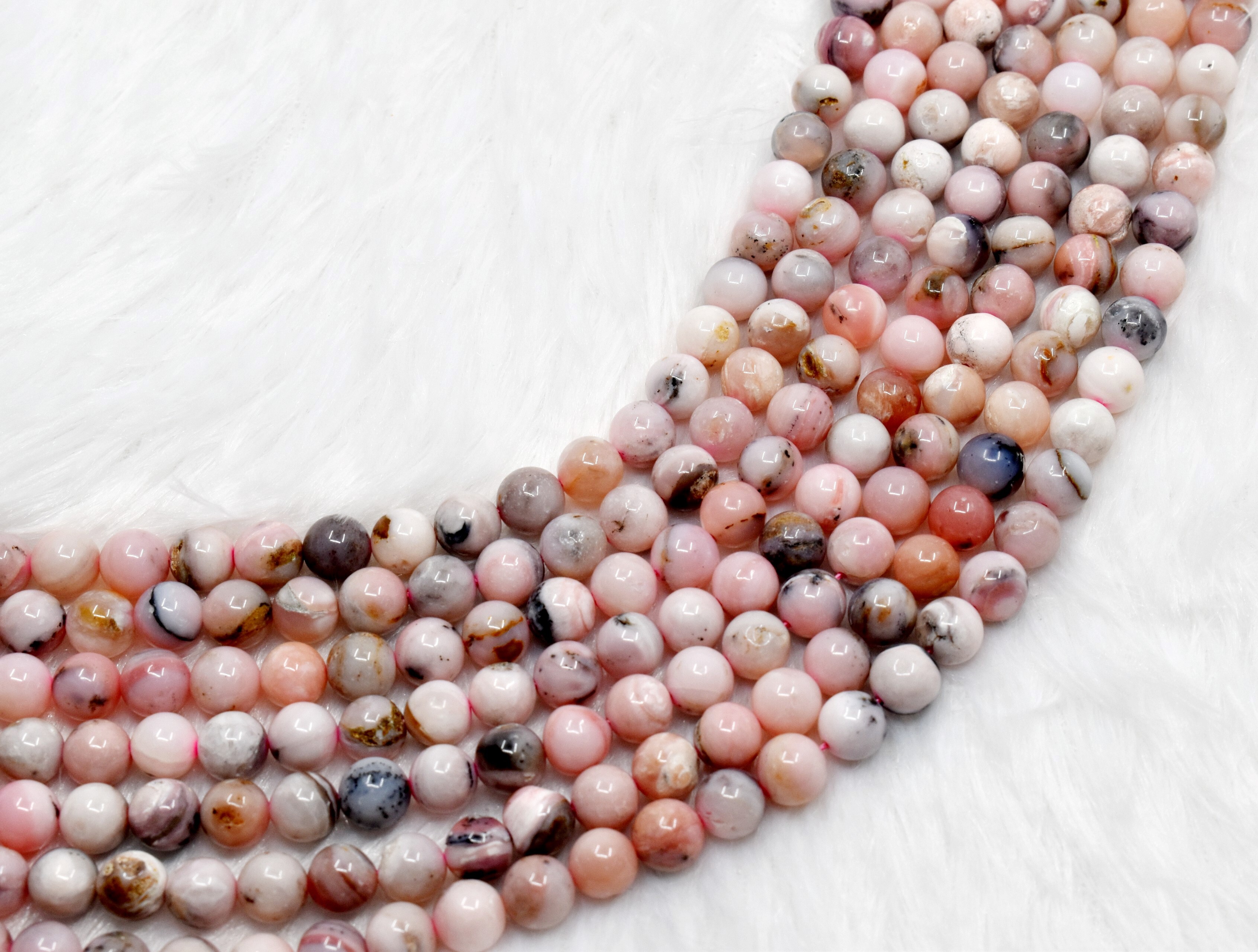 8mm Pink Opal Beads, Gemstone Beads for Necklace, Crystal Beads Jewelry