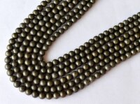 8mm Pyrite Beads, Gemstone Beads for Necklace, Crystal Beads Jewelry - 100% Natural, 14.5 Inch Strand Length, Polished Round Beads