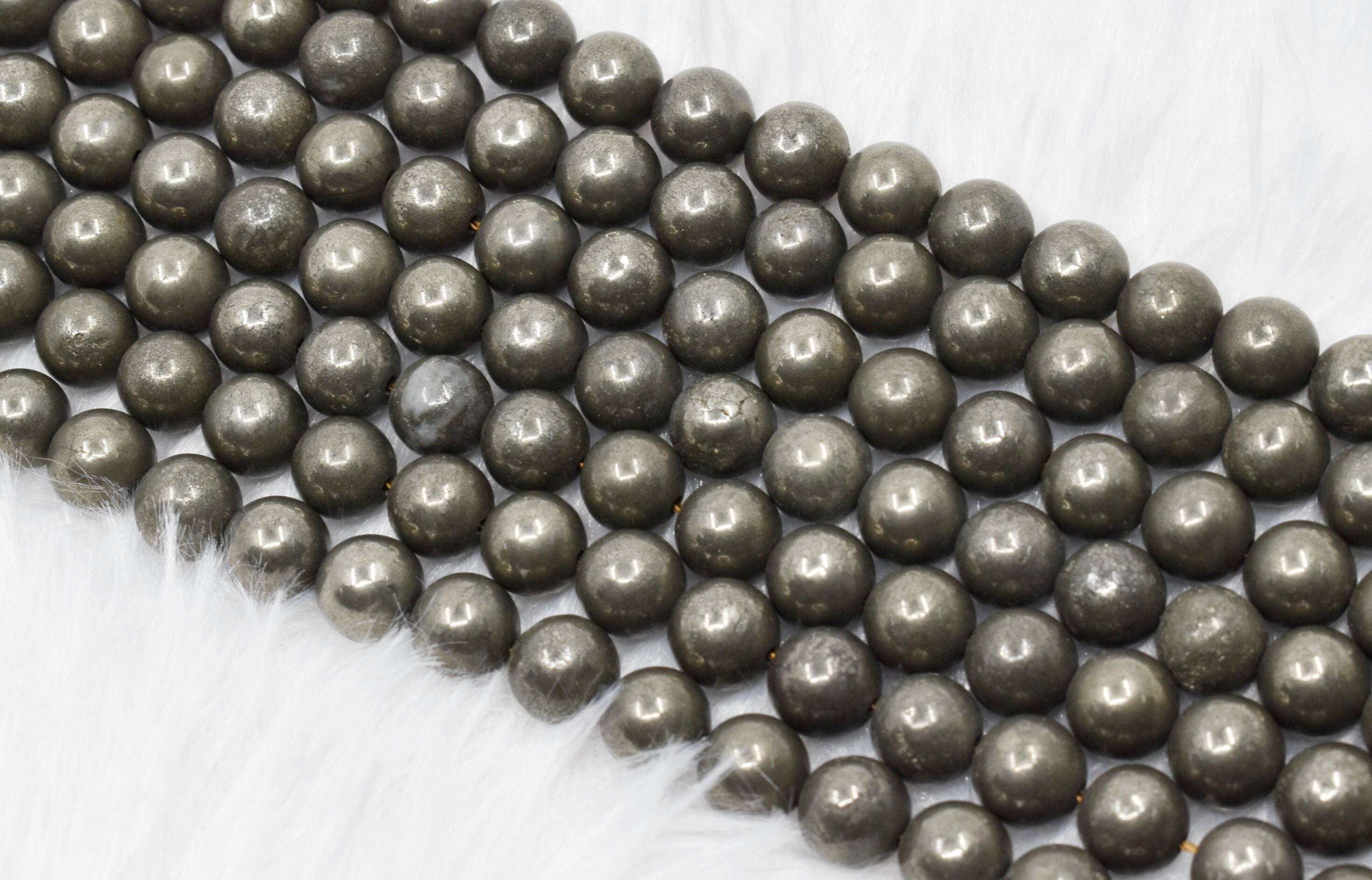 8mm Pyrite Beads, Gemstone Beads for Necklace, Crystal Beads Jewelry