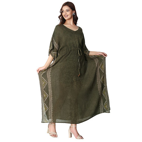 Different Available Ladies Green Kaftan Dress