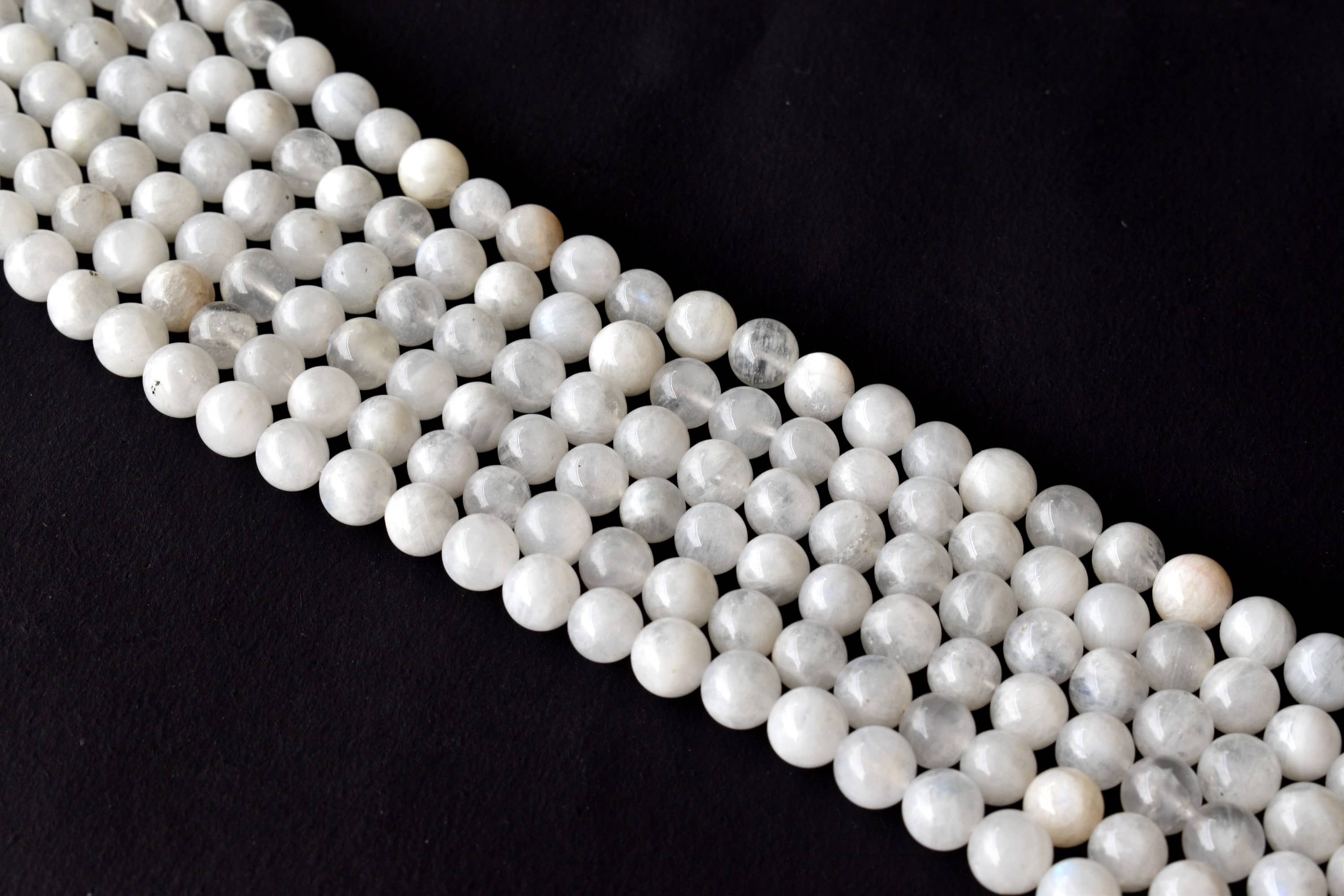 8mm White Rainbow Moonstone Beads, Gemstone Beads for Necklace, Crystal Beads Jewelry