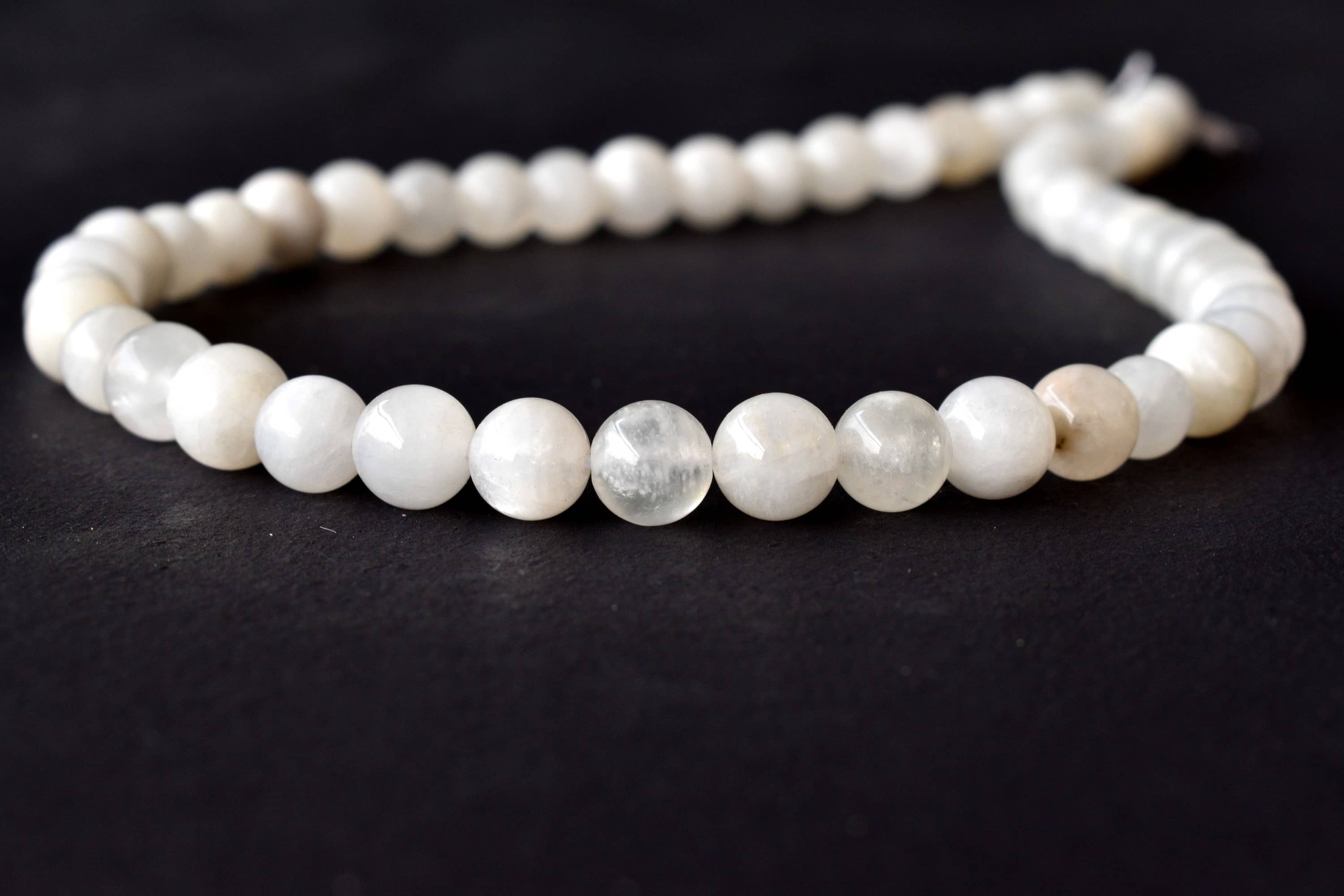 8mm White Rainbow Moonstone Beads, Gemstone Beads for Necklace, Crystal Beads Jewelry