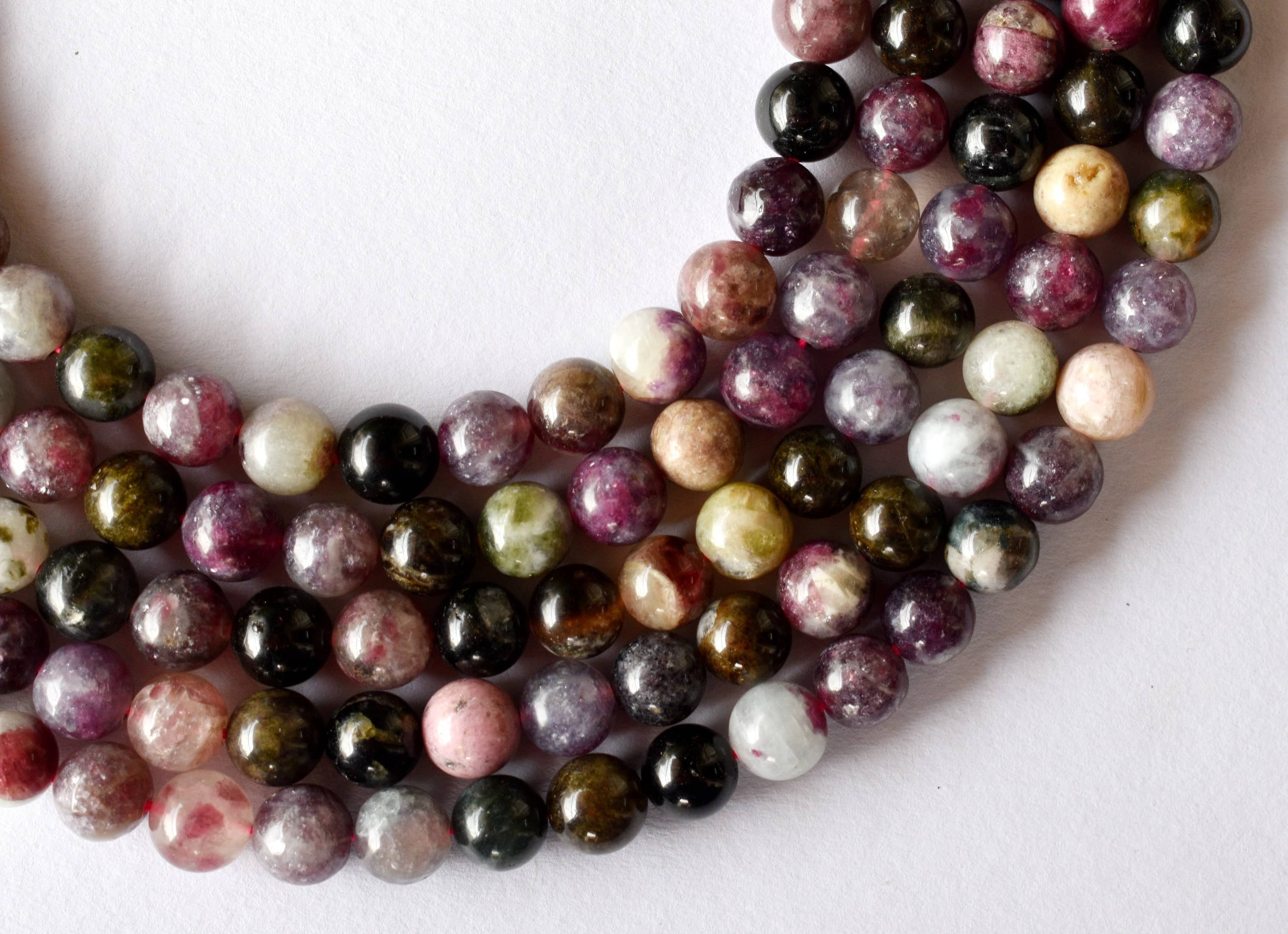 8mm Watermelon Tourmaline Beads, Gemstone Beads for Necklace ,Crystal Beads Jewelry