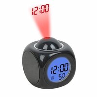 Digital Lcd Voice Alarm Clock - Compact Design, 180-degree Rotating Projection, Backlight, Temperature Display, Snooze Function | Easy-to-read Bold Fonts