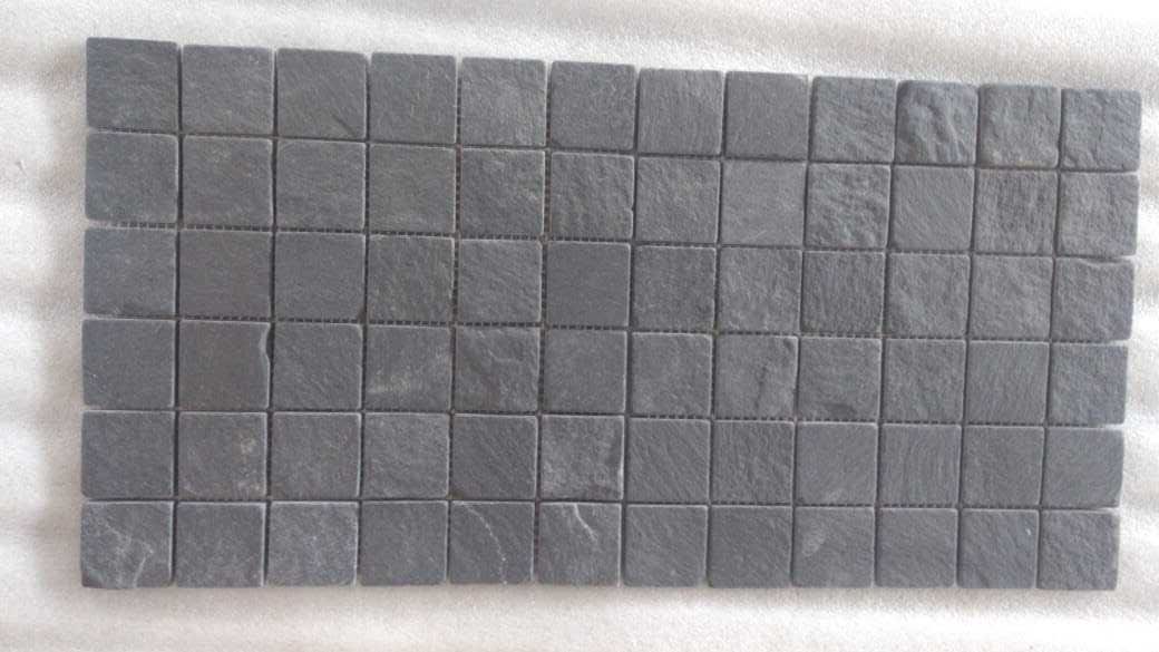 Himachal Black Slate Stone Mosaic Wall Panels Classical Style Slate Floor Natural Stone Mosaic Factory Price Black Slate Mosaic