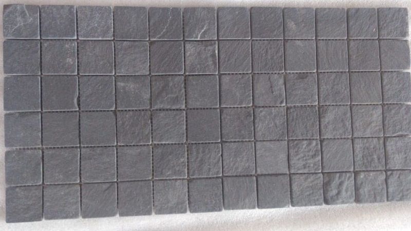 Himachal Black Slate Stone Mosaic Wall Panels Classical Style Slate Floor Natural Stone Mosaic Factory Price Black Slate Mosaic