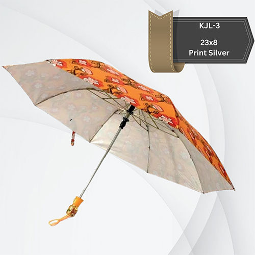 Orange Kjl-3 Print Silver Jumbo Folding Umbrella