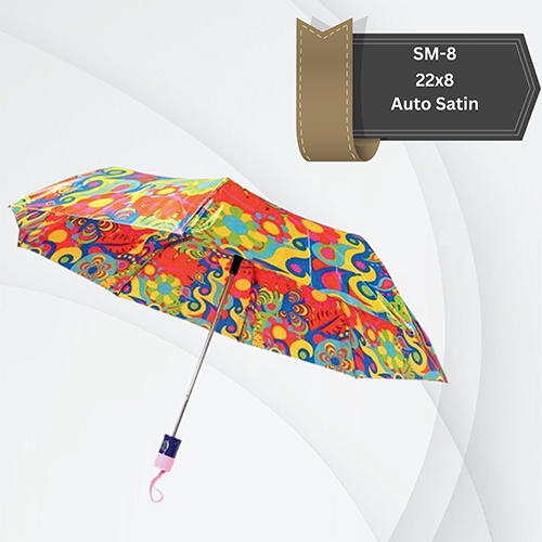 Three Fold Auto Mono Silver Umbrella