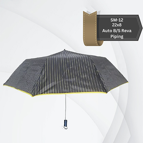 Three Fold Auto BS Reva Piping Umbrella