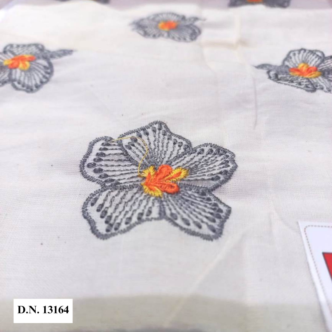 Madhav fashion Floral Kora Cotton Embroidered butti fabric