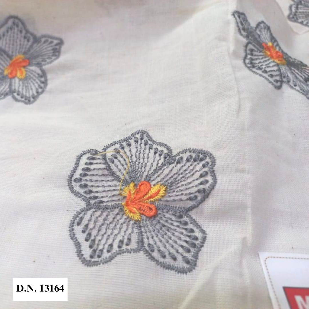 Madhav fashion Floral Kora Cotton Embroidered butti fabric