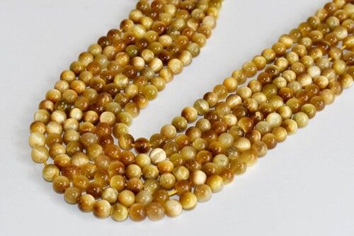 8mm Tiger Cats Eye Yellow Heated  Beads, Beads for Necklace, Gemstone , Jewelry