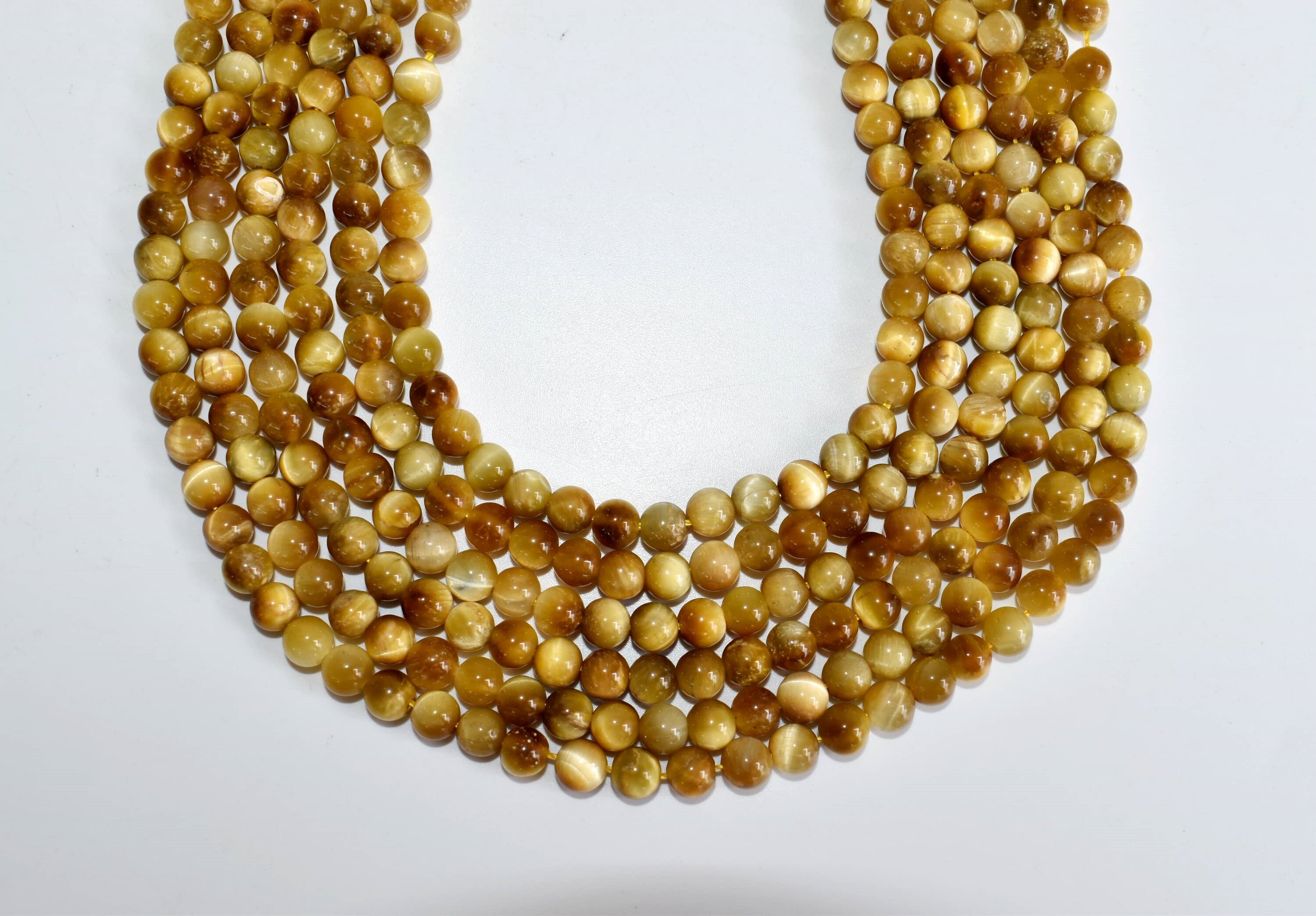 8mm Tiger Cats Eye Yellow Heated  Beads, Beads for Necklace, Gemstone , Jewelry