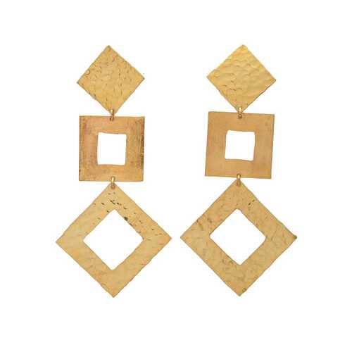 Golden squares dangle earring