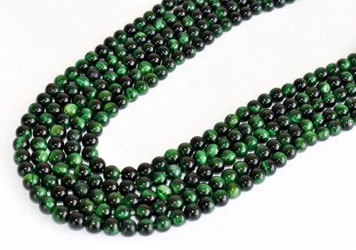 8mm Tiger Cats Eye Green Heated Beads, Beads For Necklace, Gemstone, Jewelry