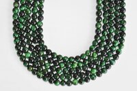 8mm Tiger Cats Eye Green Heated Beads, Beads for Necklace, Gemstone, Jewelry