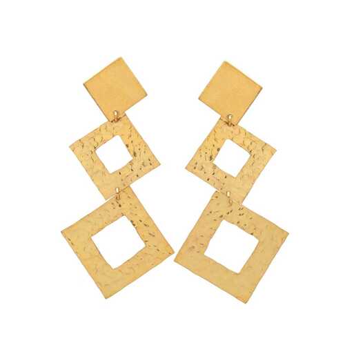 Golden squares dangle earring set