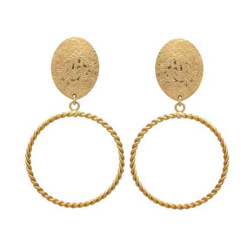 woman brass earring set