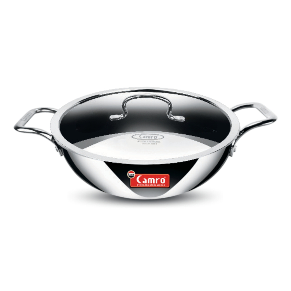 Camro Triply Kadhai With Lid - Color: Silver
