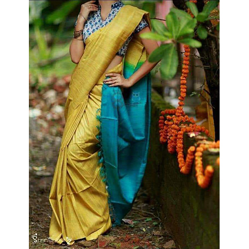 Dual Color Ghicha Tusar Saree