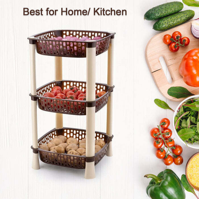 MULTI-PURPOSE 3TIER SQUARE SHAPE KITCHEN STORAGE BASKET