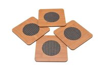 Wood Coasters - 15 X 15 Cms, Natural Bamboo | Set Of 4 Handcrafted Heat Insulation Pads For Dining Table Protection From Scratches & Heat