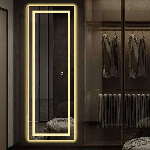 Warm Yellow Salon Led Rectangular Mirror