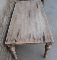 Dining Table in Solid Mango Wood With Rustic Finish Carving Legs