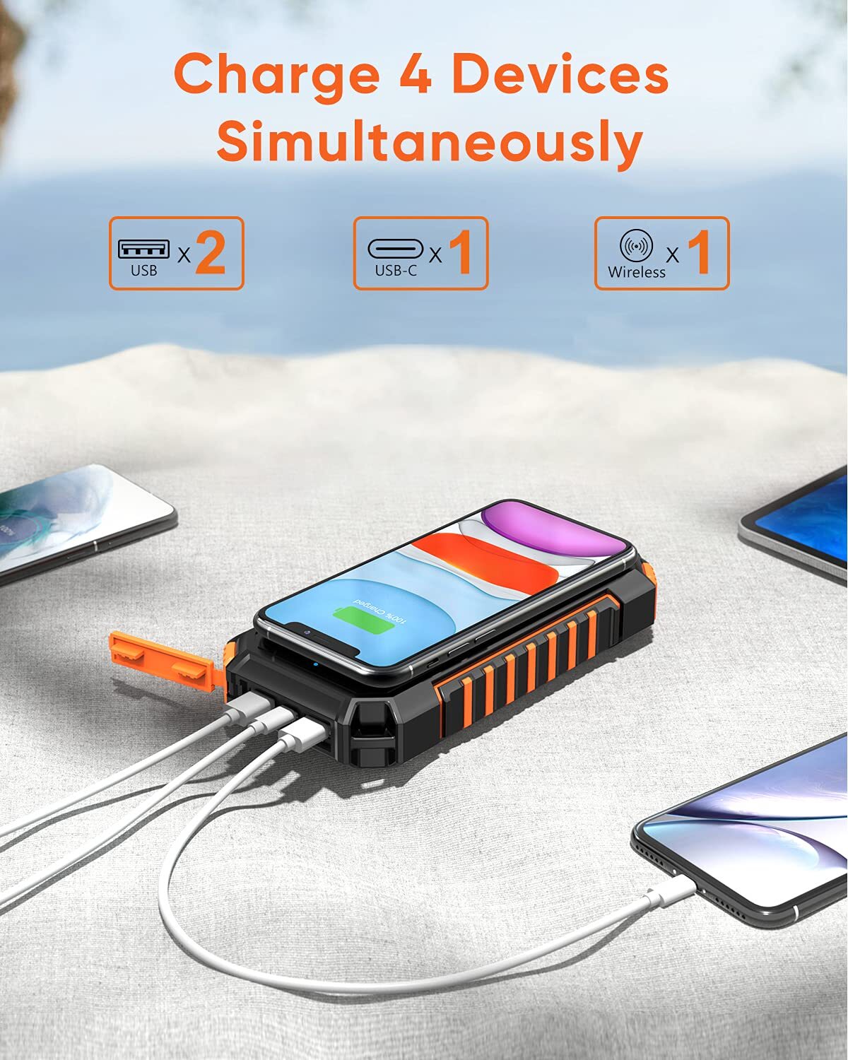 Riapow Solar Power Bank 26800Mah Orange