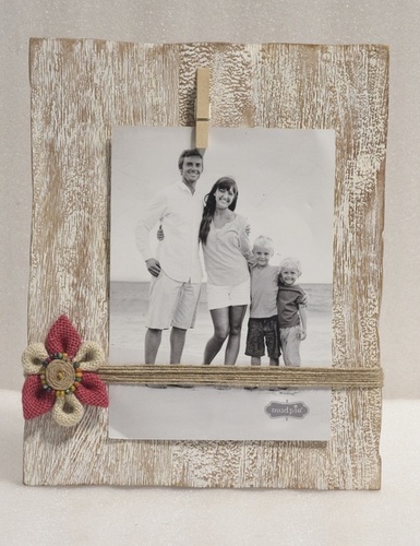 10 Inch Wooden White Wash Photo Frame With Ribbon - Design Type: Modern