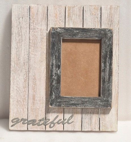 14 Inch Wooden White Wash Photo Frame