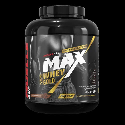 2KG Chocolate Flavour Muscle Axe Max Whey Gold Protein Powder